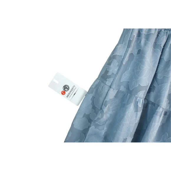 Meerokeety || Smocked Ballon Sleeve Midi Dress Cottagecore Milkmaid Baby Blue L - Picture 6 of 9